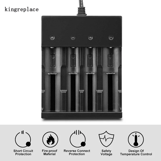 kingreplace 4 Bay Smart Universal Charger for 3.7V Rechargeable Li-ion Batteries