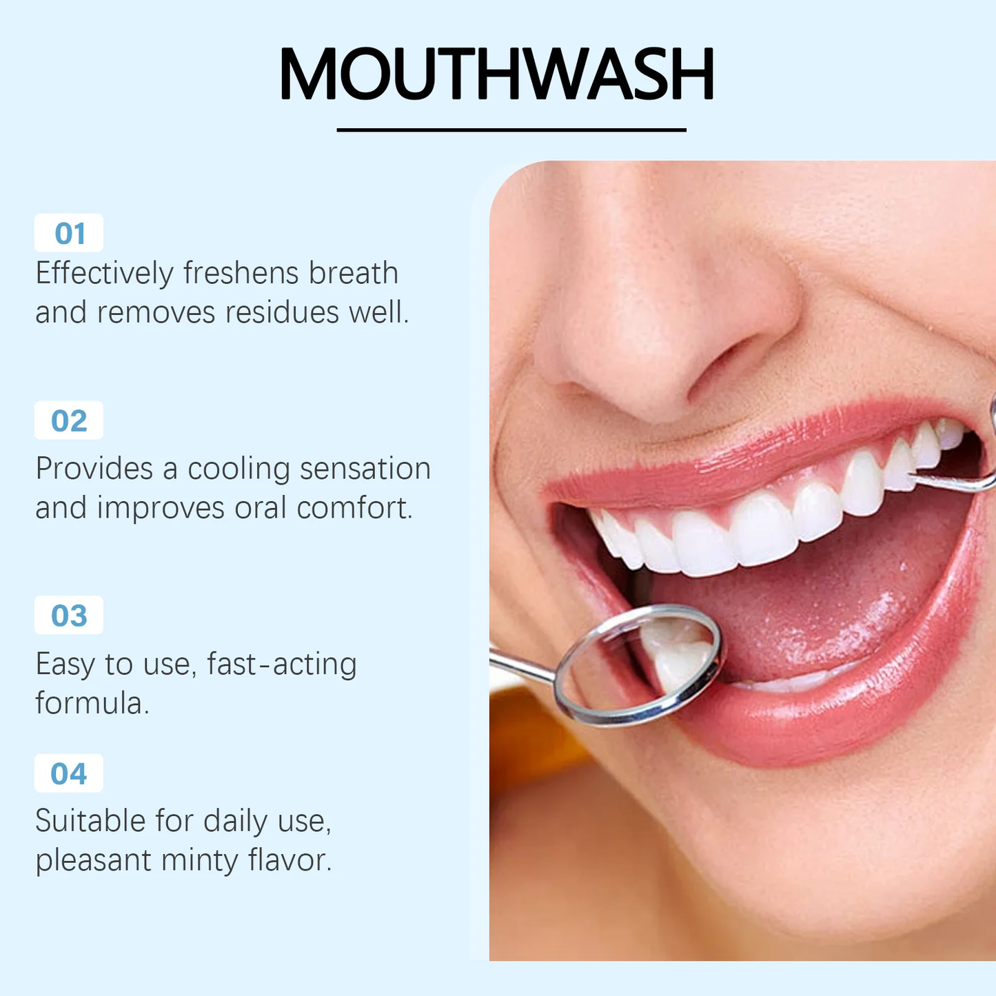GLEAMORE 30ml Portable Mint Bad Breath Mouthwash Fresheners Mouth Oral Odor Removal Lasting Aroma Remove Tartar Deep Cleaning Mouthwash