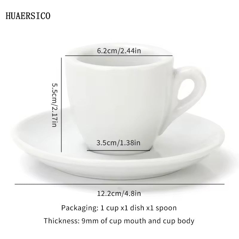 HUAERSICO 50ML Ceramic Espresso Cups with Thick Design for Single Cup 9mm Cup Wall
