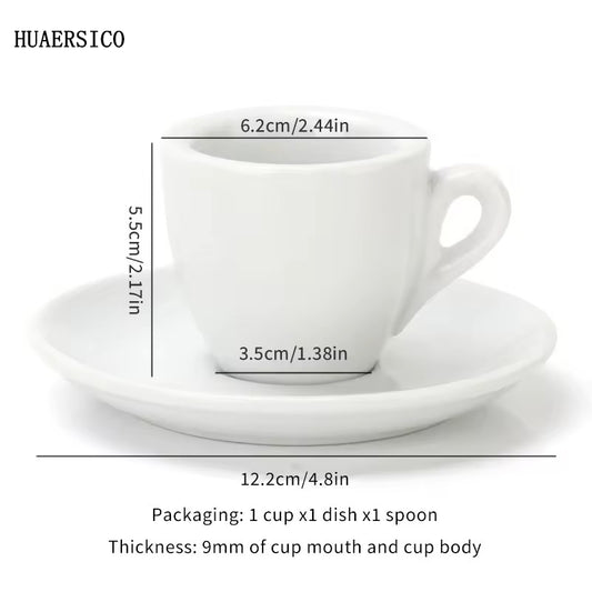 HUAERSICO 50ML Ceramic Espresso Cups with Thick Design for Single Cup 9mm Cup Wall