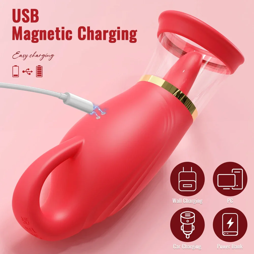 Dildoohoo Tongue Licking Sucking Vibrator for Women Clitoris Vacuum Sucker Stimulator Oral Vagina Nipples Vibrating Female Adult Sex Toys