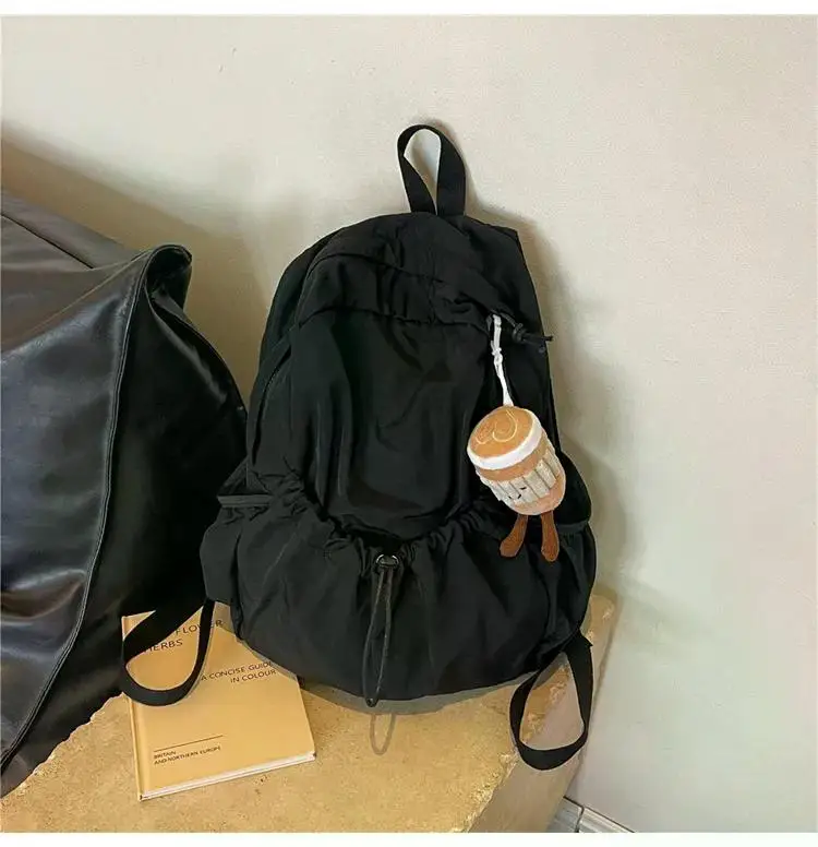 WITHONS Casual Backpack Women Large Capacity Fashion Junior High School Student Pleat School bags Cloth Bag Korean Travel Backpack