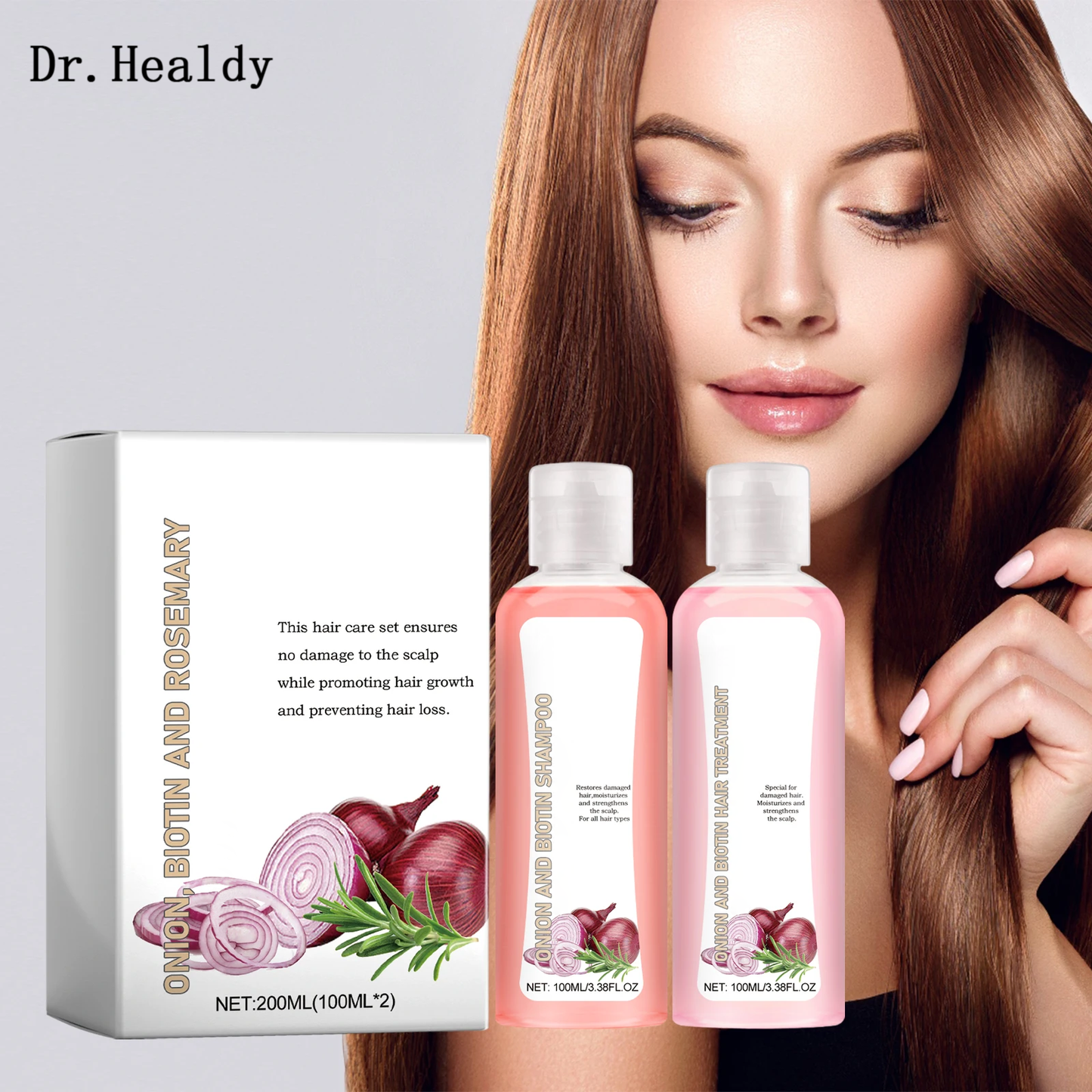 Dr.Healdy Biotin Rosemary Shampoo Care Set Shampoo Conditioner For All Hair Types Hair Shampoo Paraben Free Healthy Hair Care Gift