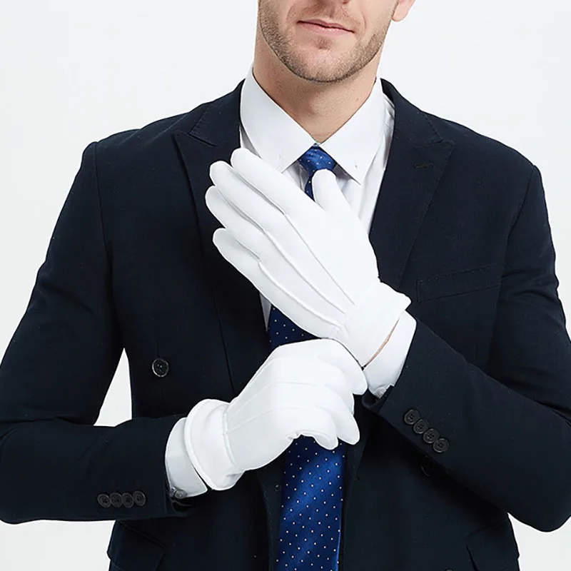 MiaGie 1Pair White Formal Gloves Winter Warm Men Uniform Costume Gloves