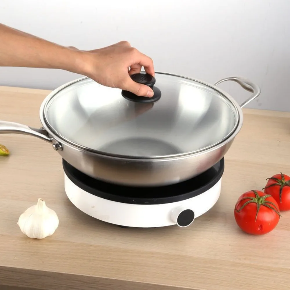 imarku cook Durable Tempered Glass Pot Cover Round Anti-scalding Frying Pan Cover Universal Stainless Steel Wok Pan Lid Cookware Parts Pot lids