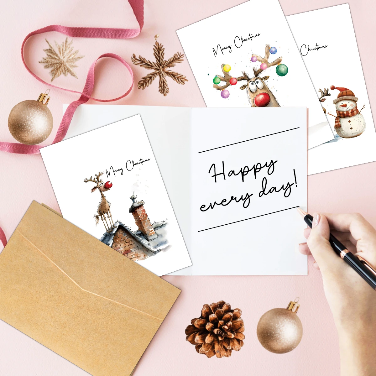 FLORENTE 12pcs Christmas Greeting Cards With Envelopes,For Sending Holiday Wish,Christmas Gift Exchange,Handwritten Note To Friend Family