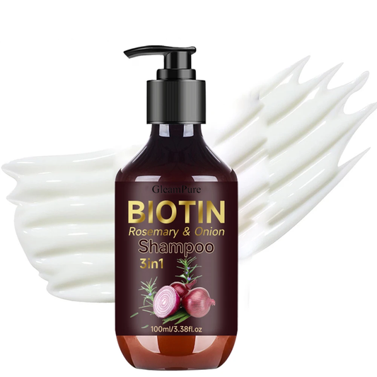 GleamPure Shampoo Gently Clean Hair Biotin Rosemary Onion Shampoo Remove Dandruff Control Oil Reduce Hair Loss Stabilize Hair Roots Nouris