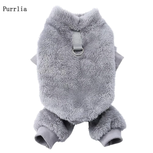 Purrlia Winter Warm Pet Clothes Soft Flannel Dog Jumpsuit Puppy Cats Four Legs Jacket Coat for Small Medium Dogs