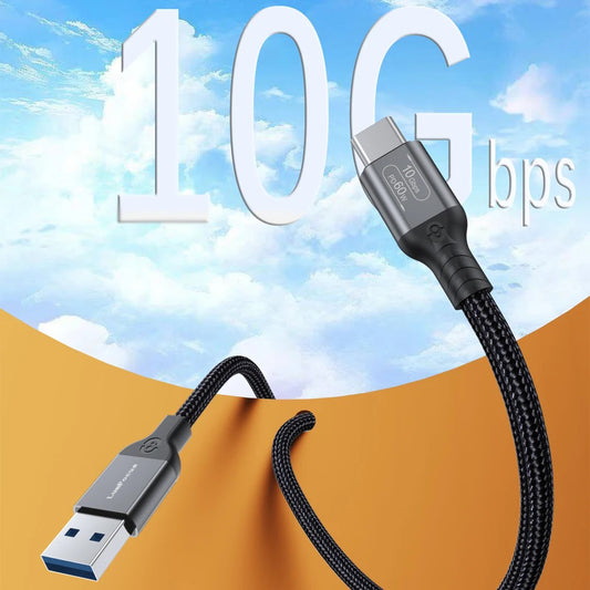 LumFocus USB3.2 Gen2 10Gbps Cable USB-A to USB Type C Cable 3A 60W Fast Charging 10G Data Transfer Cord USB-C for SSD Hard Disk