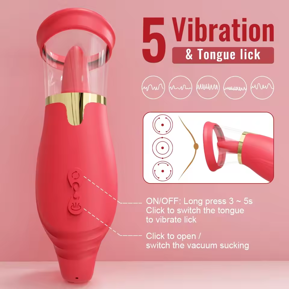 Dildoohoo Tongue Licking Sucking Vibrator for Women Clitoris Vacuum Sucker Stimulator Oral Vagina Nipples Vibrating Female Adult Sex Toys