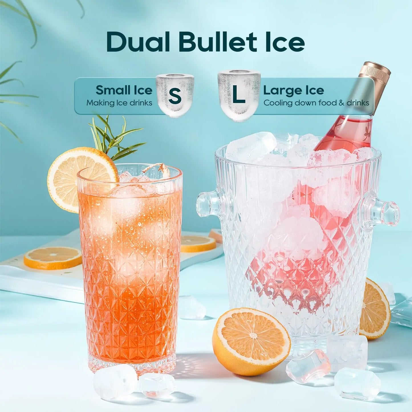 FROZTIVA  Ice Machine Smart Touch 9 Cubes in 6 Minutes Self-Cleaning Ice Cube Maker with Ice Scoop