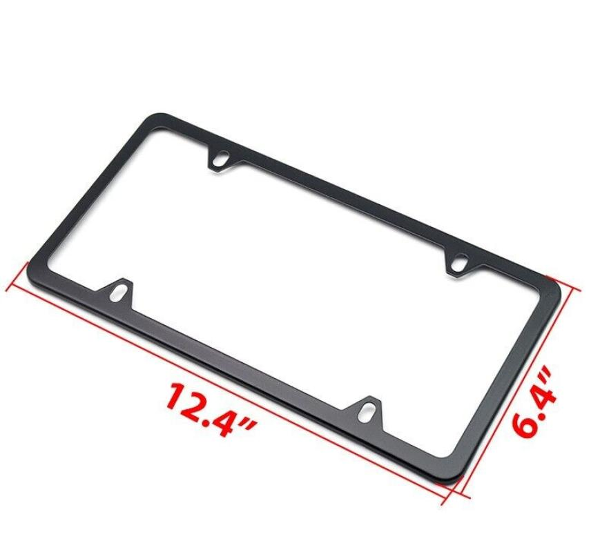 Zypherion 2 Pcs Stainless Steel US-Spec License Plate Frame with Square Holes and Slim Edges Includes Accessory Screws and Wrench US size